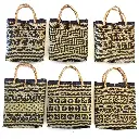 Purun Map Motif Bag, Dayak Motif Rattan Bag, Ethnic Kalimantan Woven Bag