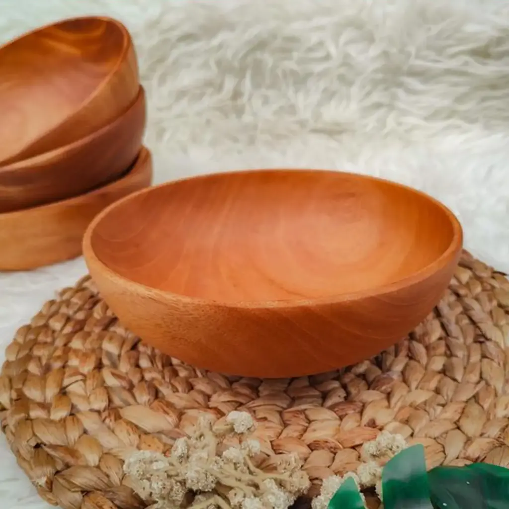 Mahogany Wood Bowl 19 x 7 cm Container Equipment