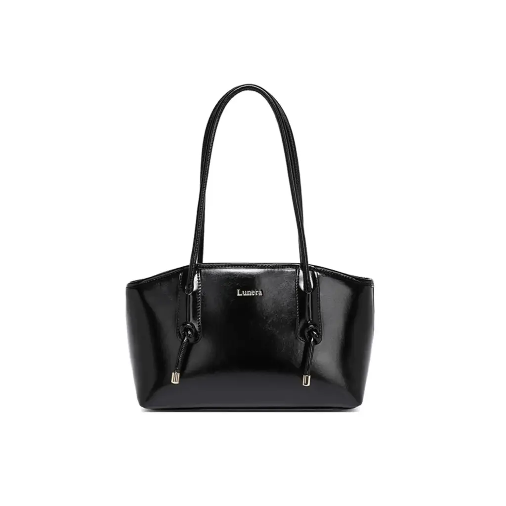 Women's Black PU Leather Shoulder Tote Bag