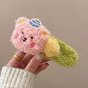 Women's Hair Clip with Doll Motif, Soft Fur Material, BEAR PINK