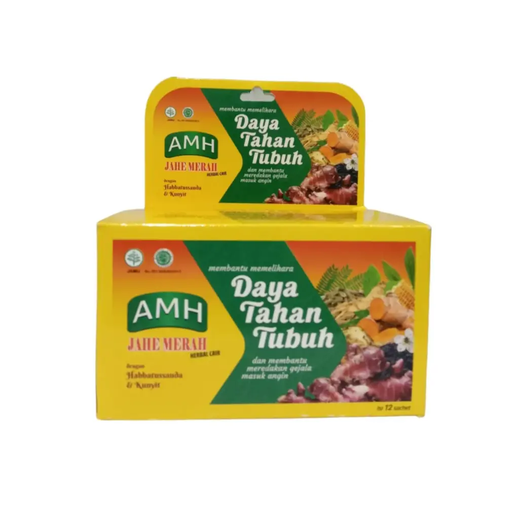 سائل عشبي AMH بنكهة الزنجبيل الأحمر (يحتوي على 12 كيسًا)