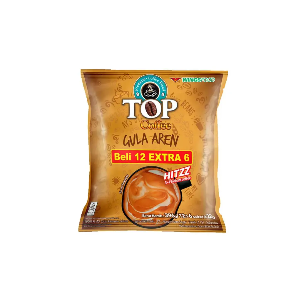 Top Coffee instant coffee 3 in 1 (12+6) palm sugar 396g