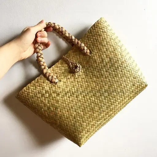 Purun Midi Bag, Regular Water Hyacinth Strap, Rattan Bag