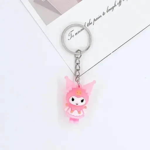Sanrio Hello Kitty Melody Kuromi Cinnamoroll Character Keychain - Kuromi Pink