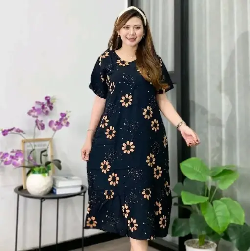 Premium Rayon Front Zipper Princess Daster - black princess