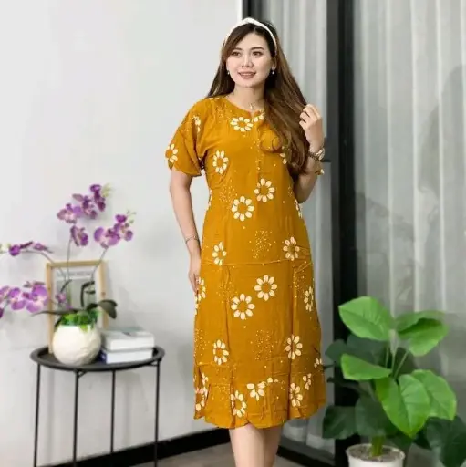 Premium Rayon Front Zipper Princess Daster - Yellow princess 