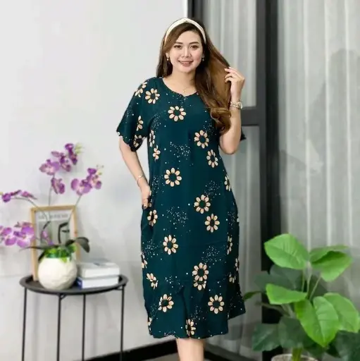 Premium Rayon Front Zipper Princess Daster - Army princess 